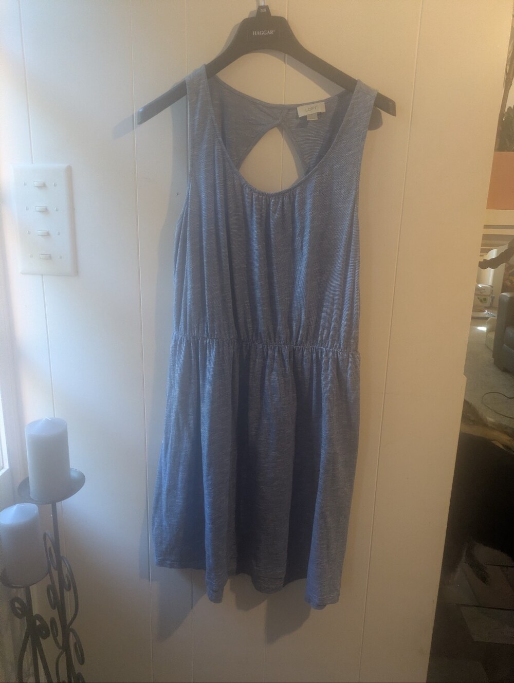 Loft Blue Sleeveless Keyhole Casual Dress